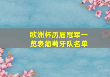 欧洲杯历届冠军一览表葡萄牙队名单