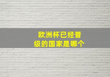 欧洲杯已经晋级的国家是哪个