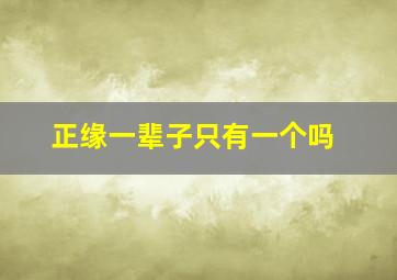 正缘一辈子只有一个吗