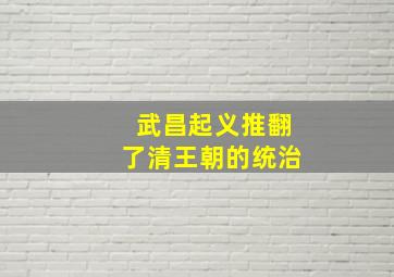 武昌起义推翻了清王朝的统治