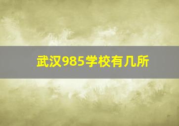 武汉985学校有几所