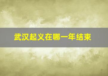 武汉起义在哪一年结束