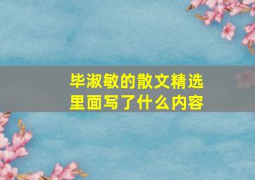 毕淑敏的散文精选里面写了什么内容