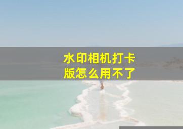 水印相机打卡版怎么用不了