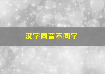 汉字同音不同字