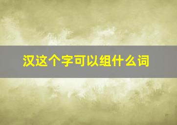 汉这个字可以组什么词