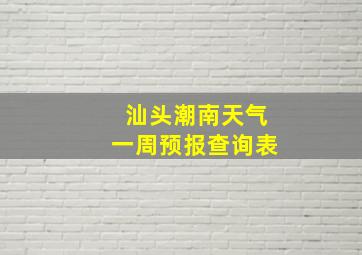 汕头潮南天气一周预报查询表