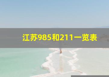 江苏985和211一览表