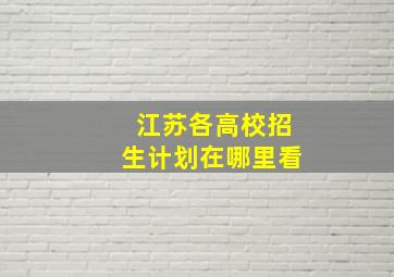 江苏各高校招生计划在哪里看