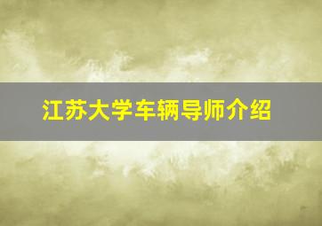 江苏大学车辆导师介绍