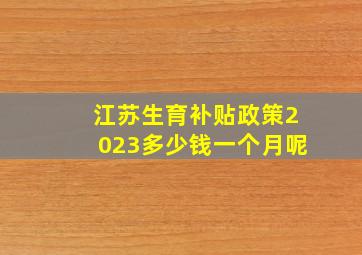 江苏生育补贴政策2023多少钱一个月呢