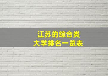 江苏的综合类大学排名一览表