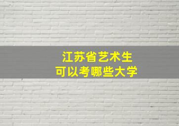 江苏省艺术生可以考哪些大学