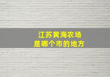 江苏黄海农场是哪个市的地方