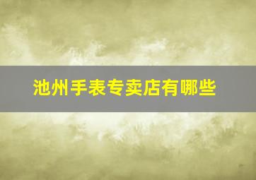 池州手表专卖店有哪些