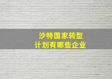 沙特国家转型计划有哪些企业