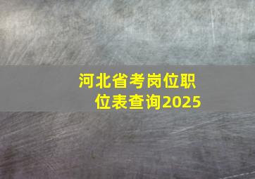 河北省考岗位职位表查询2025