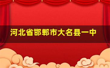 河北省邯郸市大名县一中