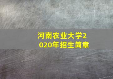 河南农业大学2020年招生简章