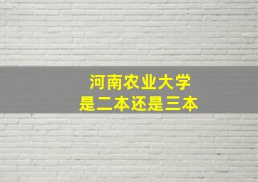 河南农业大学是二本还是三本