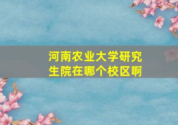 河南农业大学研究生院在哪个校区啊