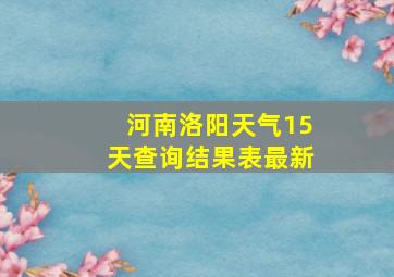 河南洛阳天气15天查询结果表最新