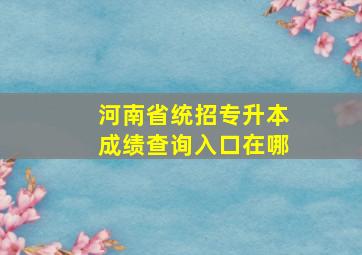 河南省统招专升本成绩查询入口在哪