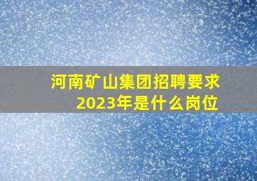 河南矿山集团招聘要求2023年是什么岗位