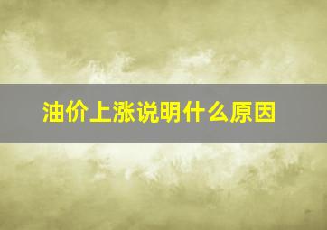 油价上涨说明什么原因