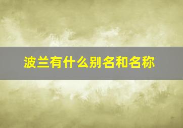 波兰有什么别名和名称