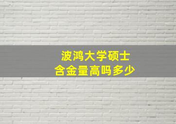 波鸿大学硕士含金量高吗多少