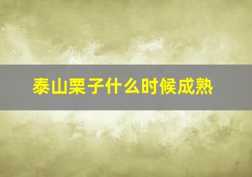 泰山栗子什么时候成熟