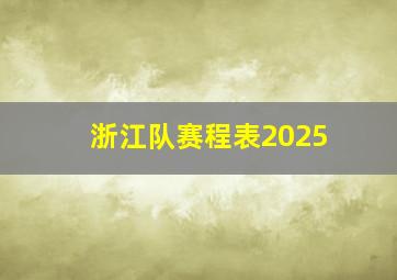 浙江队赛程表2025