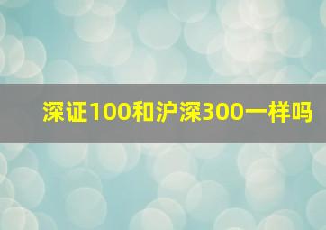 深证100和沪深300一样吗