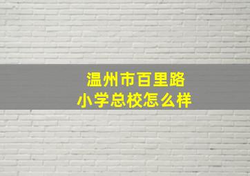 温州市百里路小学总校怎么样