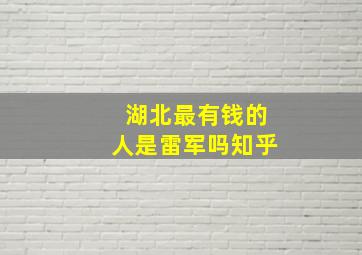 湖北最有钱的人是雷军吗知乎