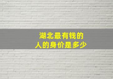 湖北最有钱的人的身价是多少