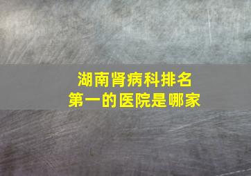 湖南肾病科排名第一的医院是哪家