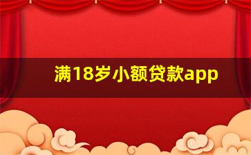 满18岁小额贷款app