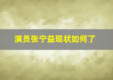 演员张宁益现状如何了