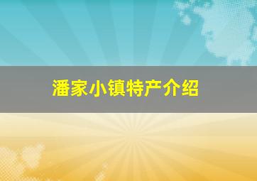 潘家小镇特产介绍