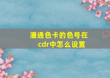 潘通色卡的色号在cdr中怎么设置