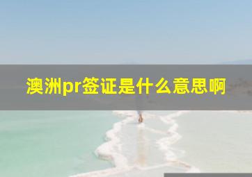 澳洲pr签证是什么意思啊