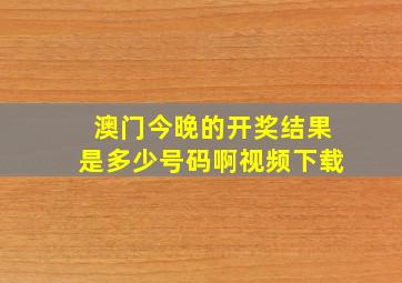 澳门今晚的开奖结果是多少号码啊视频下载