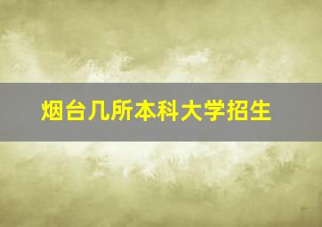 烟台几所本科大学招生