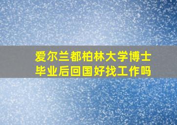 爱尔兰都柏林大学博士毕业后回国好找工作吗