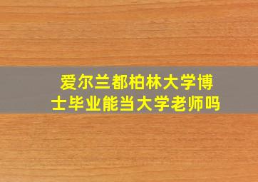 爱尔兰都柏林大学博士毕业能当大学老师吗