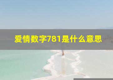 爱情数字781是什么意思