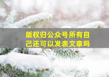 版权归公众号所有自己还可以发表文章吗