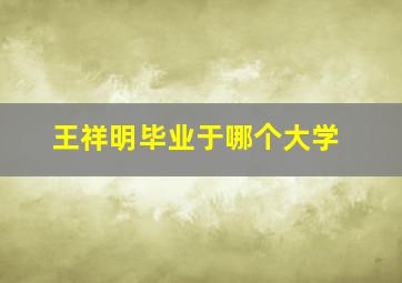 王祥明毕业于哪个大学